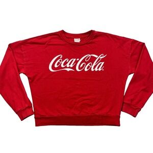 Coca Cola Crewneck Sweatshirt Classic Logo Retro Streetwear Sz S‎ Red Women